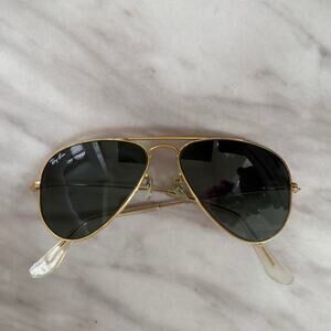 Vintage B&L Ray-Ban Gold Tone & Black Aviator Sunglasses